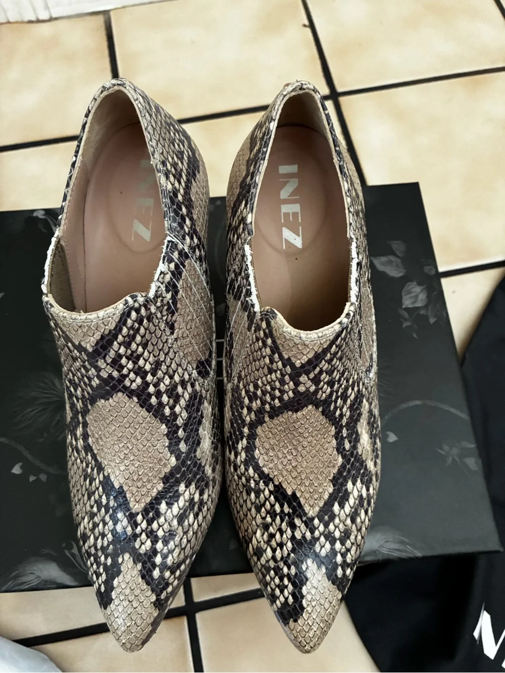 INEZ Snake Print Pointed Toe Stiletto Heels – Made in Spain